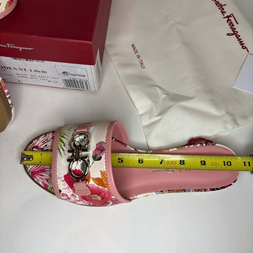 Salvatore Ferragamo Pink Floral Slide Sandals - Picture 7 of 9